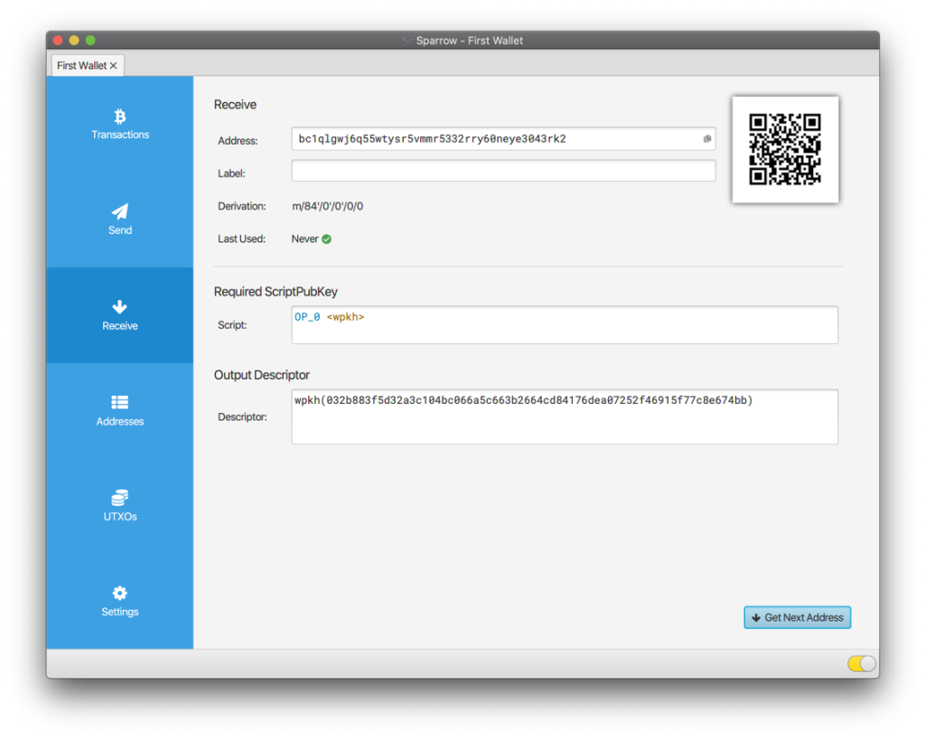 Erste Bitcoin-Adresse empfangen