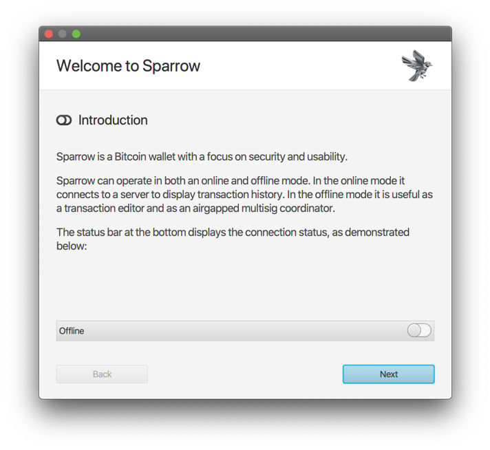 Sparrow Begruessungsbildschirm