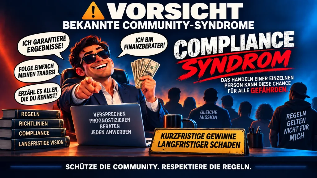 Compliance-Syndrom: Das Handeln einer einzelnen Person kann die Chance für alle gefährden – schütze die Community, respektiere die Regeln